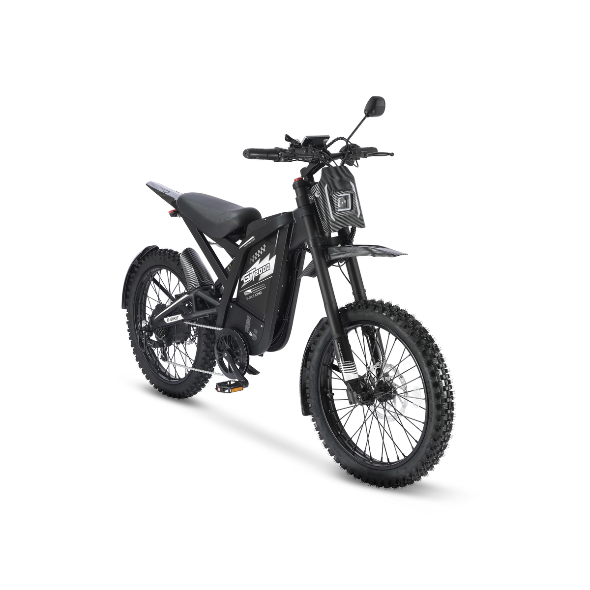 Ouxi GT2000 Fatbike in Schwarz, schräge Vorderansicht