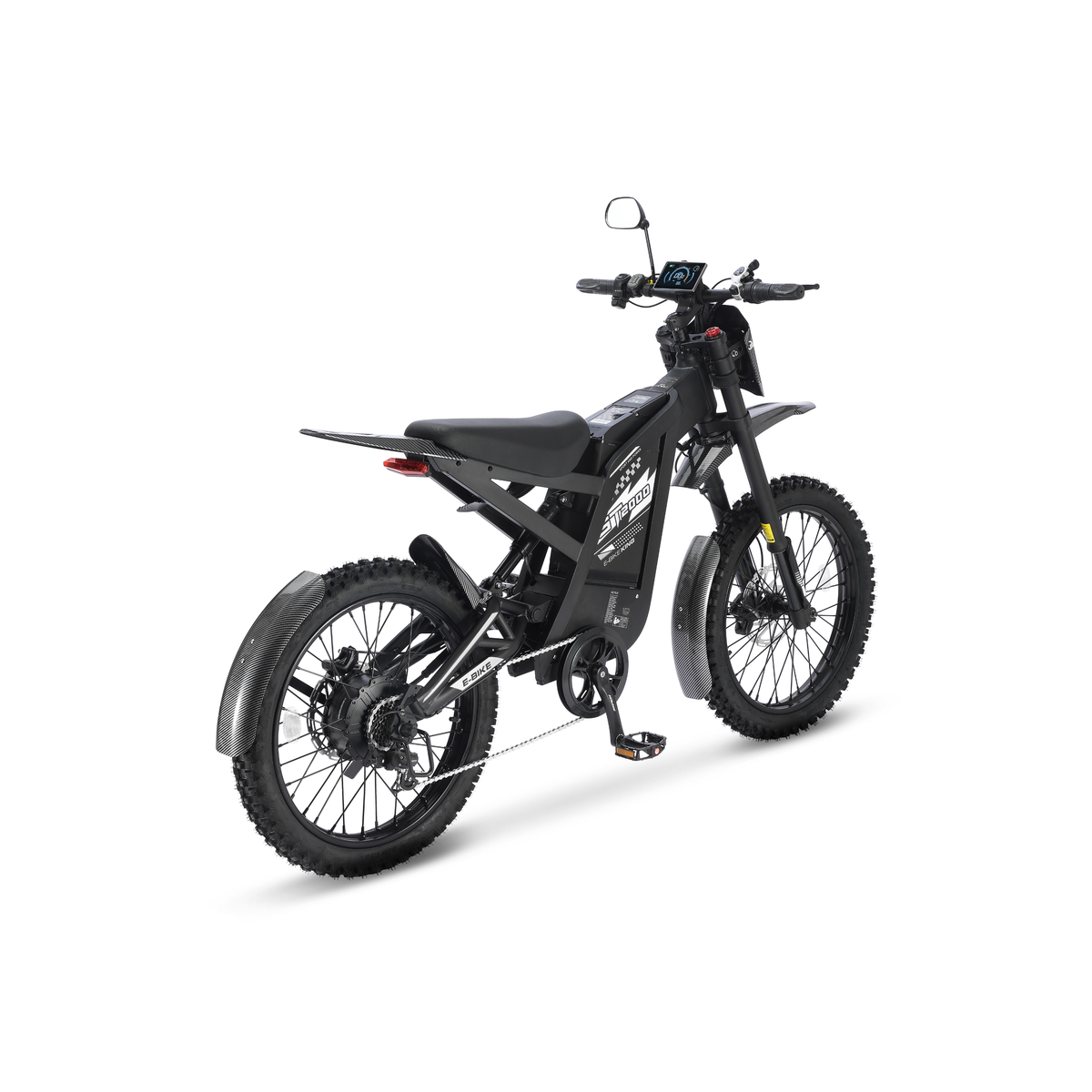 Ouxi GT2000 Fatbike in Schwarz, schräge Rückansicht