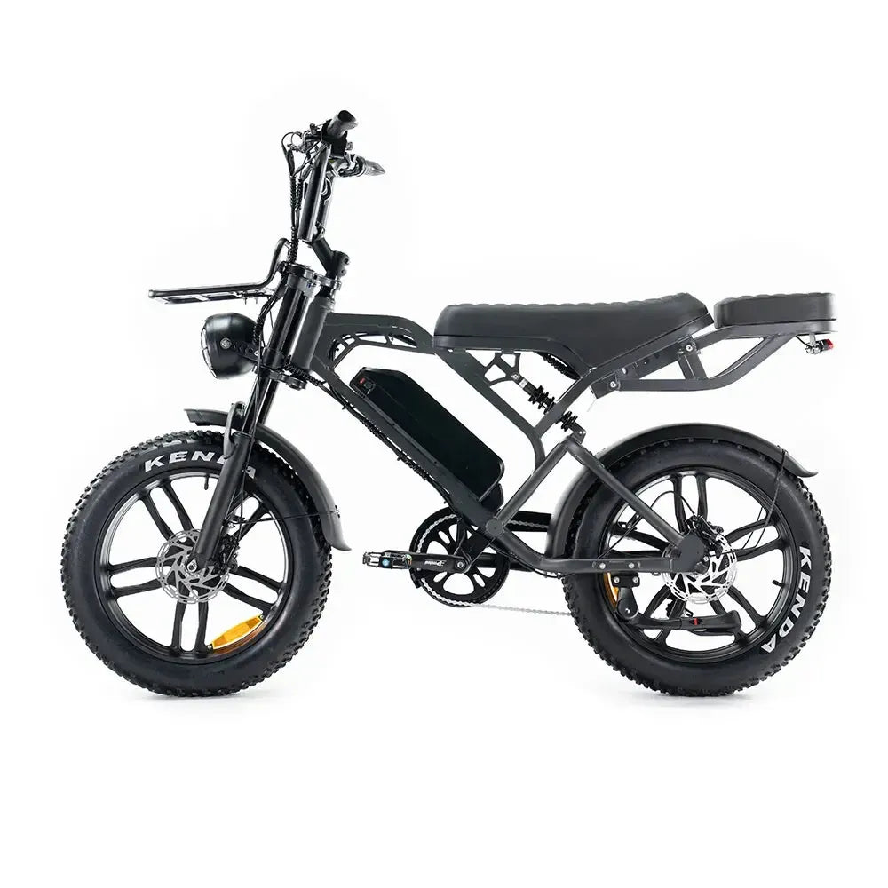 QMWheel V20 Pro fatbike in donkergrijs, productfoto 3