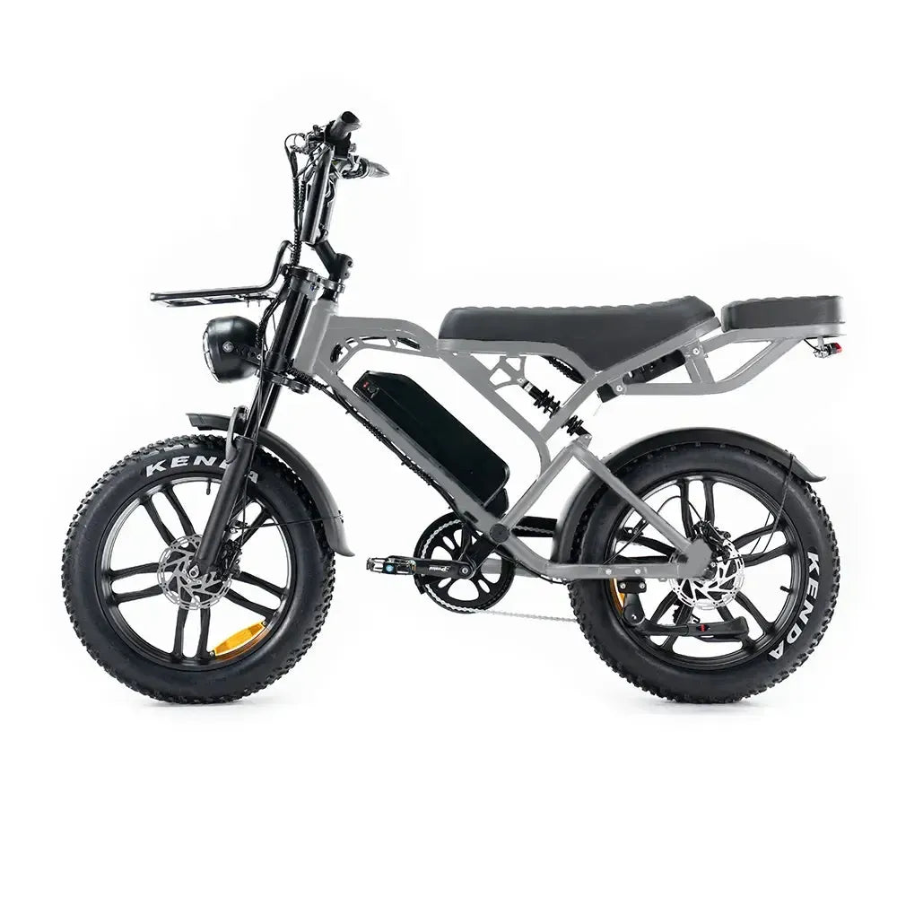 QMWheel V20 Pro fatbike in lichtgrijs, productfoto 3