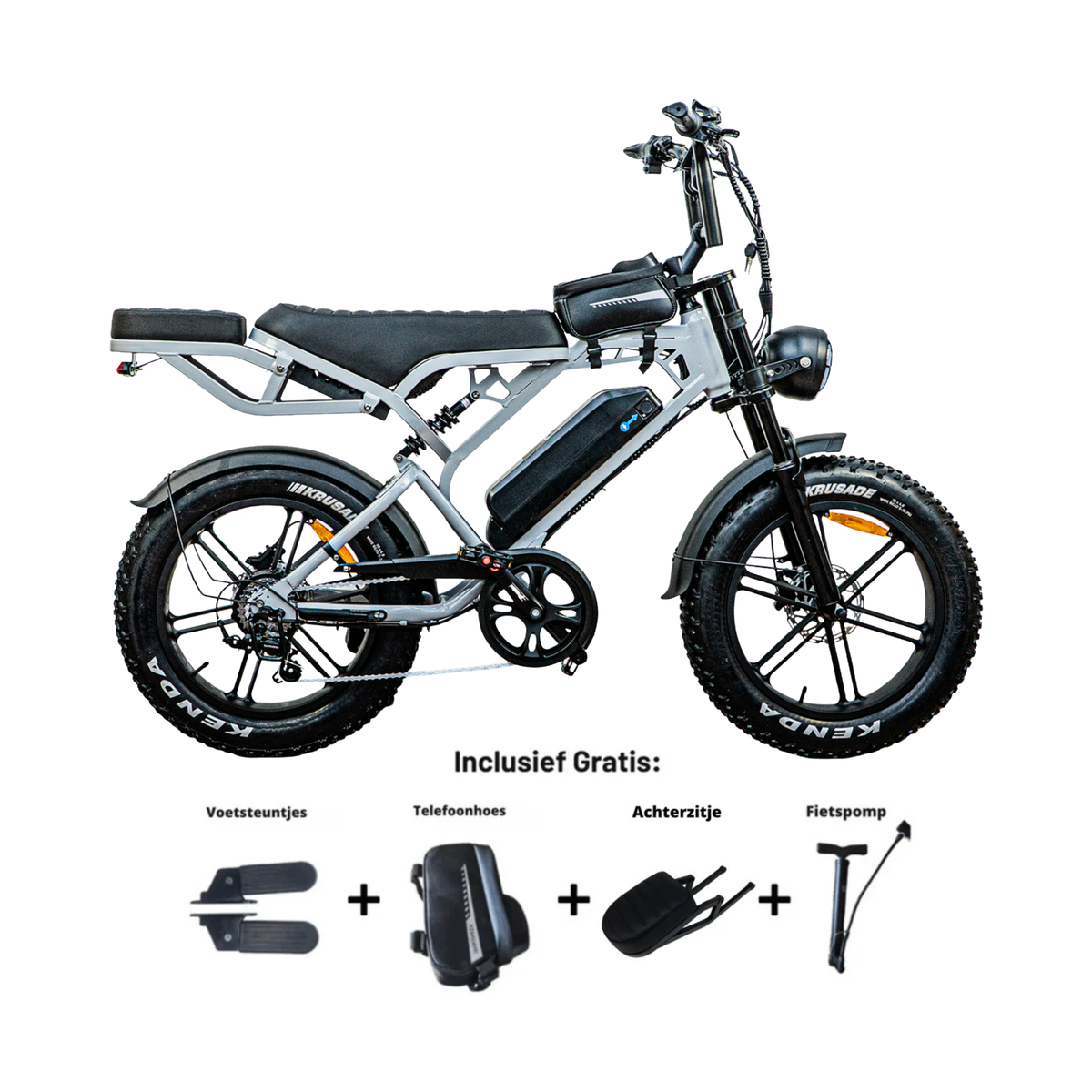 QMWheel V20 Pro Fatbike in Hellgrau, Produktfoto 1
